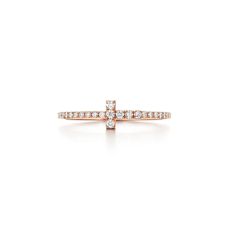 Noble T Diamond Wire Band Ring