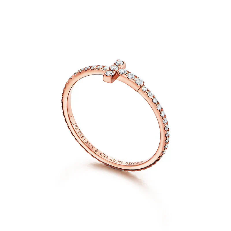Noble T Diamond Wire Band Ring