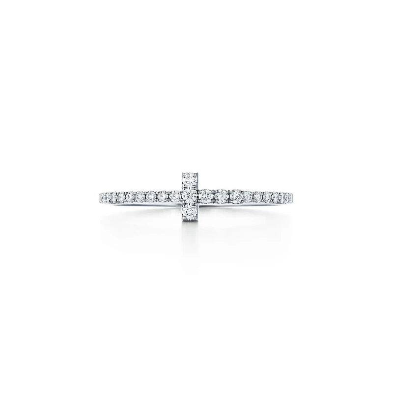 Noble T Diamond Wire Band Ring