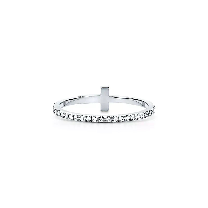Noble T Diamond Wire Band Ring