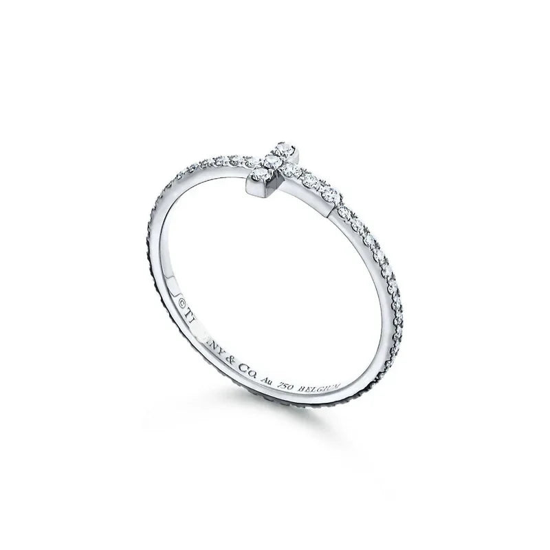 Noble T Diamond Wire Band Ring