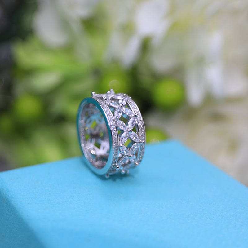Noble Platinum Diamond Marquise Victoria Ring