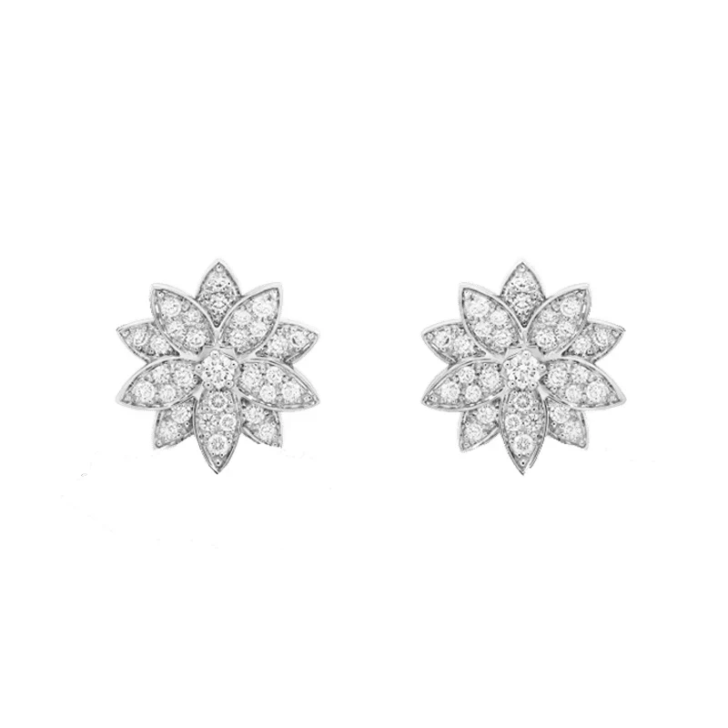 Noble Lotus One Flowers Small Earrings Delicate Women
