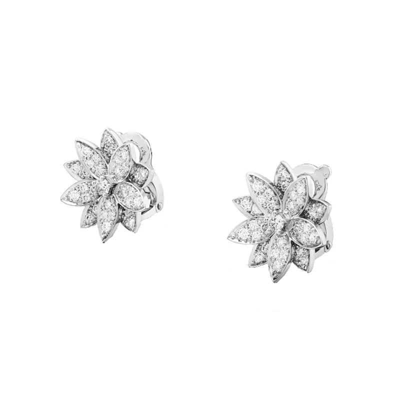 Noble Lotus One Flowers Small Earrings Delicate Women