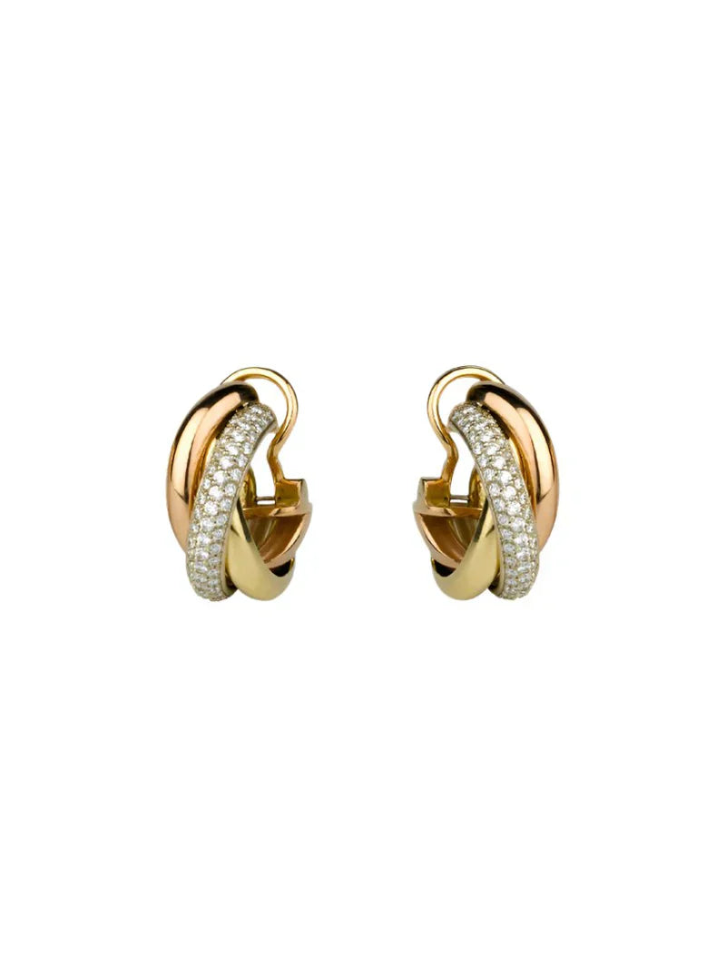 Noble Trinity Earrings Rose Gold Diamond Gold