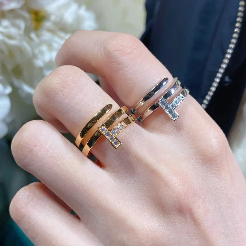 Noble T Diamond Square Wrap Ring
