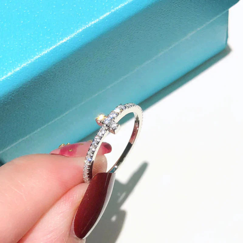 Noble T Diamond Wire Band Ring