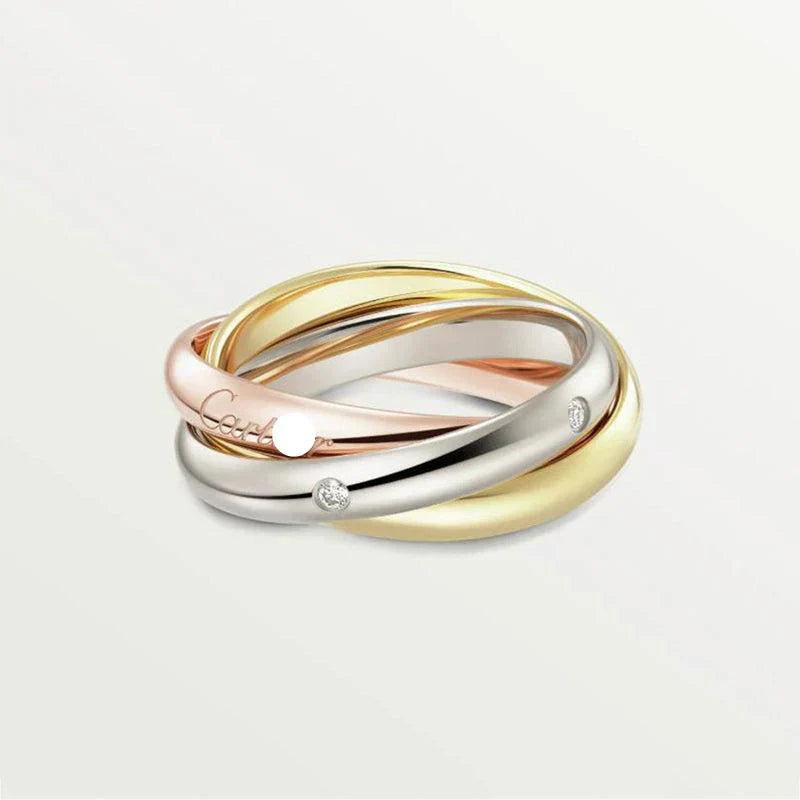 Noble Trinity Classic Five Diamonds Ring for Couple