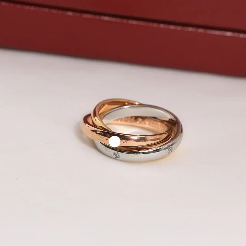 Noble Trinity Classic Five Diamonds Ring for Couple