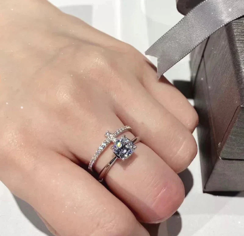 Noble T Diamond Wire Band Ring