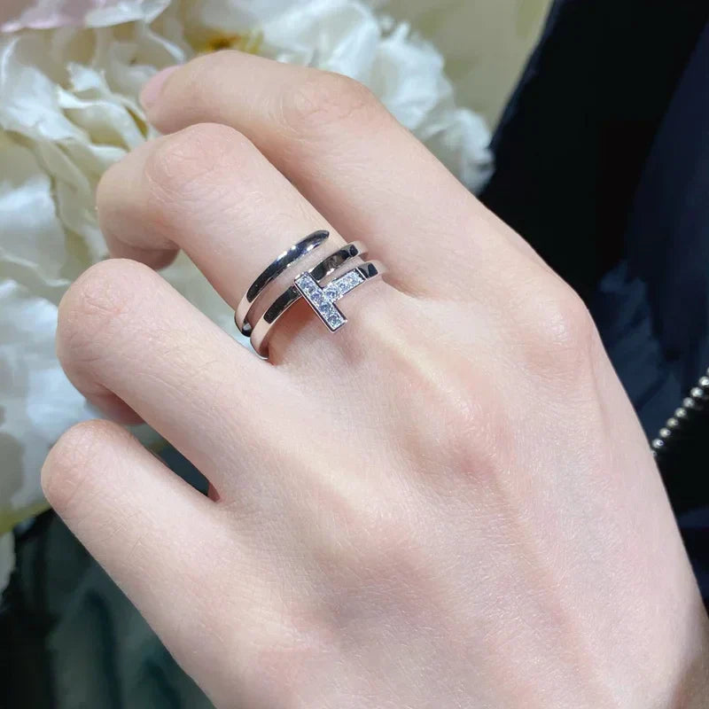 Noble T Diamond Square Wrap Ring