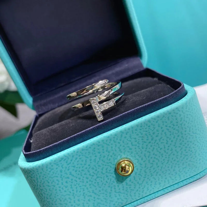 Noble T Diamond Square Wrap Ring