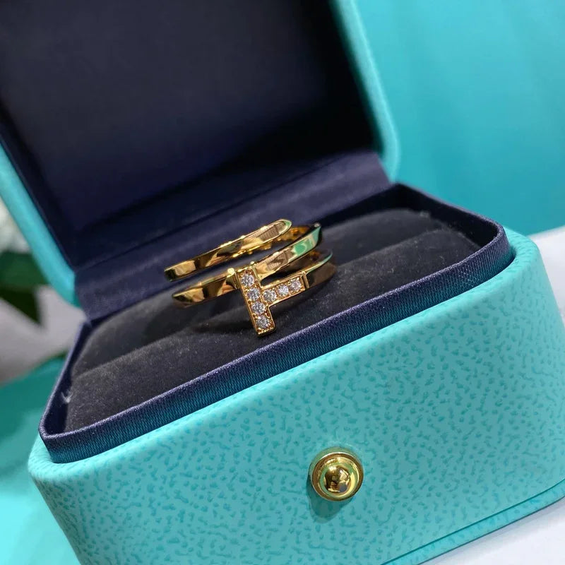 Noble T Diamond Square Wrap Ring