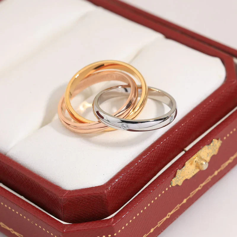 Noble Trinity Classic Five Diamonds Ring for Couple