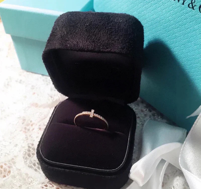 Noble T Diamond Wire Band Ring