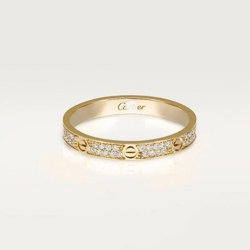 Noble Steel Love Diamond-Paved 3mm Ring Sleek Elegance