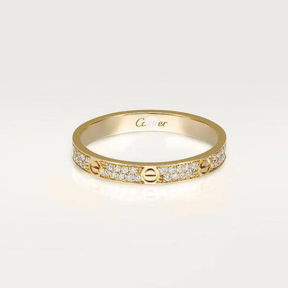Noble Steel Love Diamond-Paved 3mm Ring Sleek Elegance