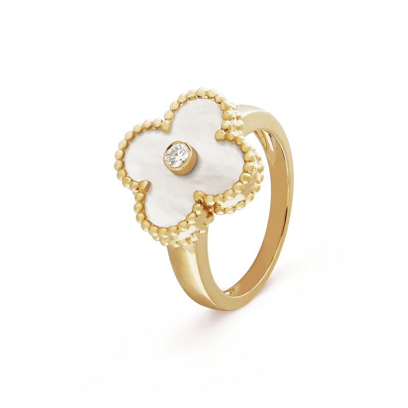 Noble Vintage Alhambra Pearl Ring Elegant Jewelry