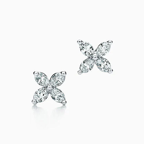 Noble Platinum And Diamond Victoria Stud Earrings