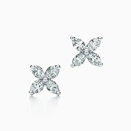Noble Platinum And Diamond Victoria Stud Earrings
