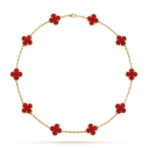 Noble Vintage Alhambra Carnelian 10 Motifs Necklace