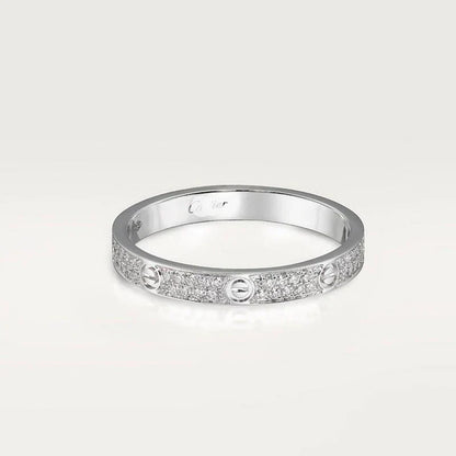 Noble Steel Love Diamond-Paved 3mm Ring Sleek Elegance