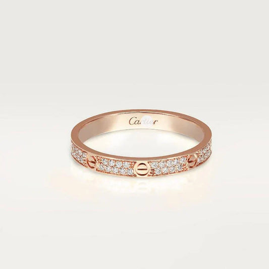Noble Steel Love Diamond-Paved 3mm Ring Sleek Elegance