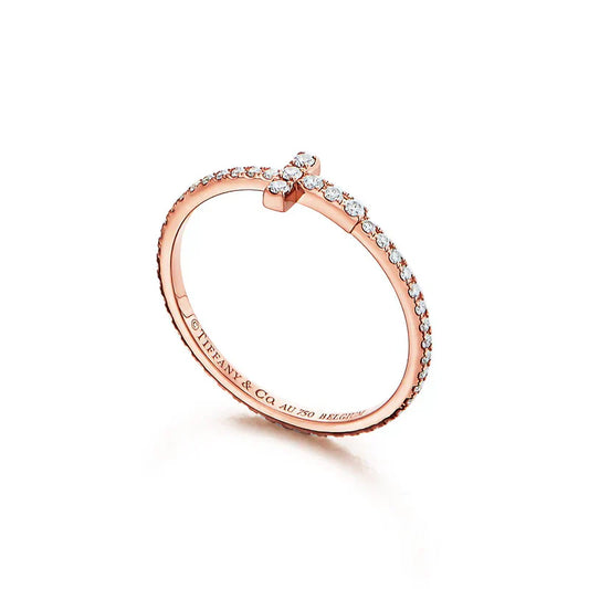Noble T Diamond Wire Band Ring