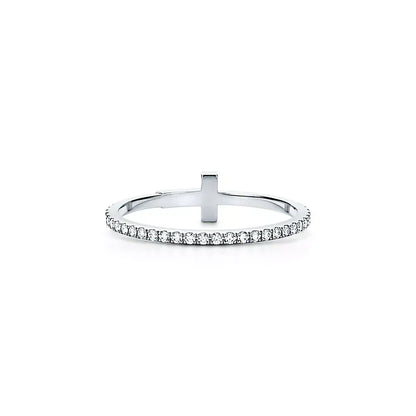 Noble T Diamond Wire Band Ring