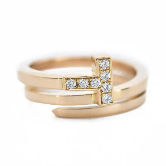 Noble T Diamond Square Wrap Ring