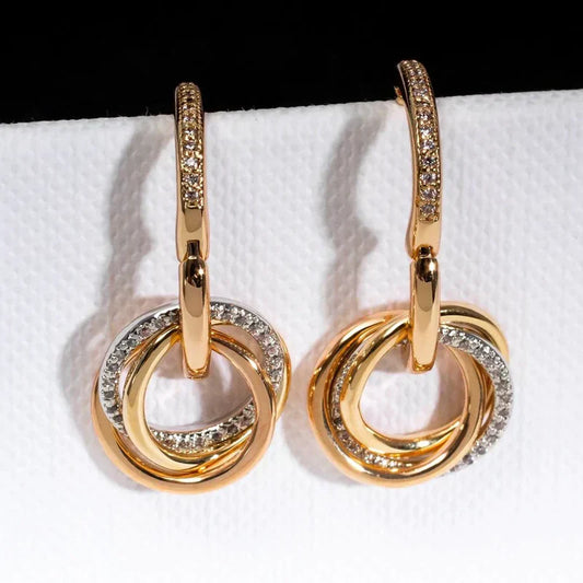 Noble Trinity Earrings Gold Silver Rose Gold Diamonds