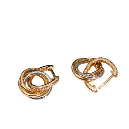 Noble Trinity Earrings Gold Silver Rose Gold Diamonds