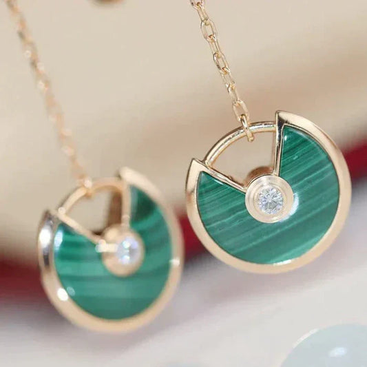 Noble Amulette Drop Earrings Malachite Rose Gold