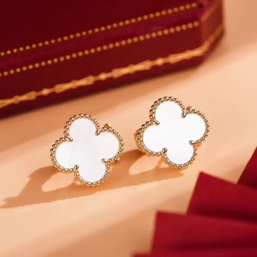 Noble Clover Medium White Mop Rose Gold Earrings