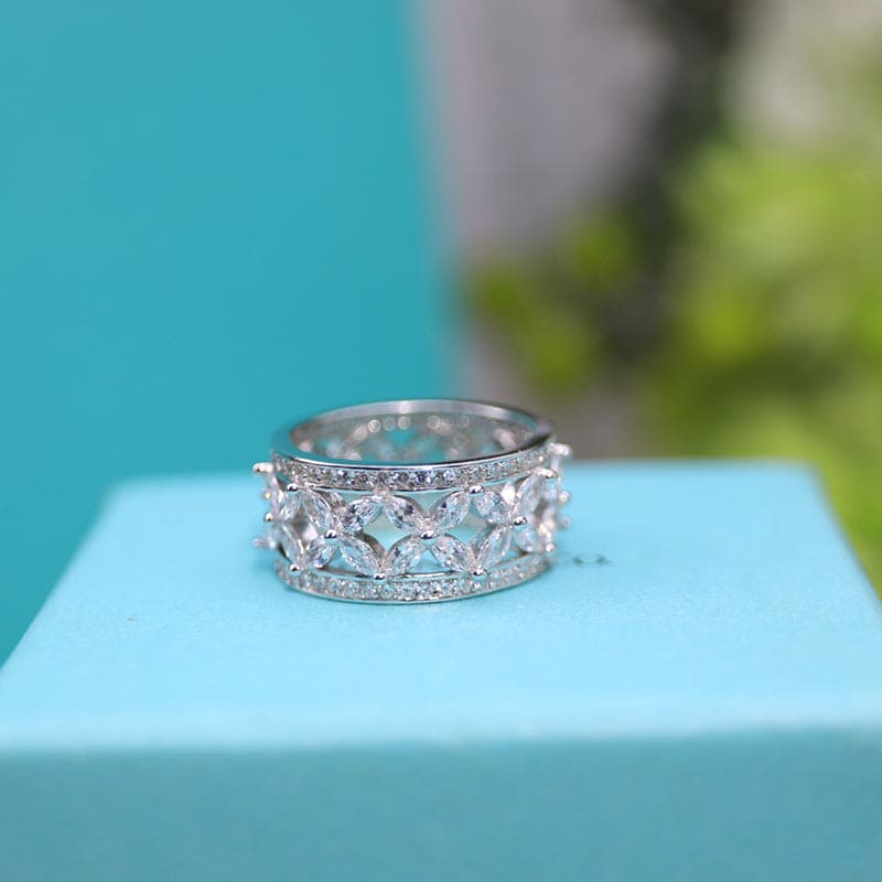 Noble Platinum Diamond Marquise Victoria Ring