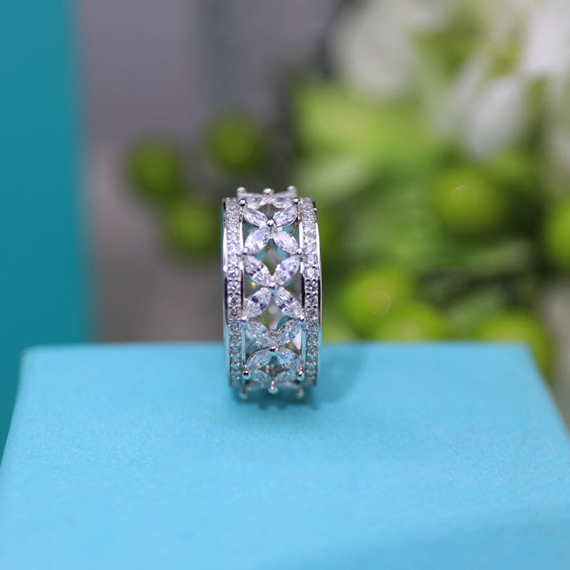 Noble Platinum Diamond Marquise Victoria Ring