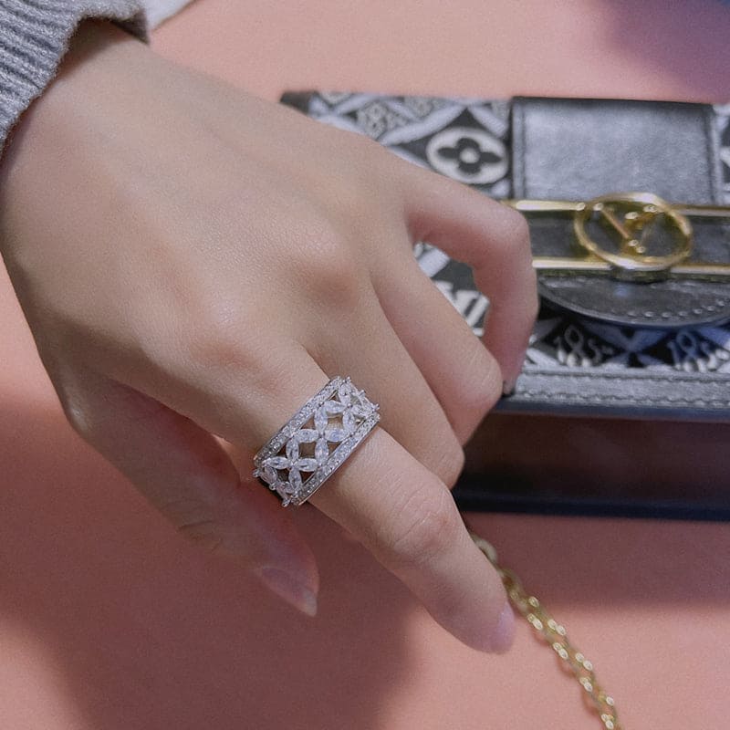 Noble Platinum Diamond Marquise Victoria Ring