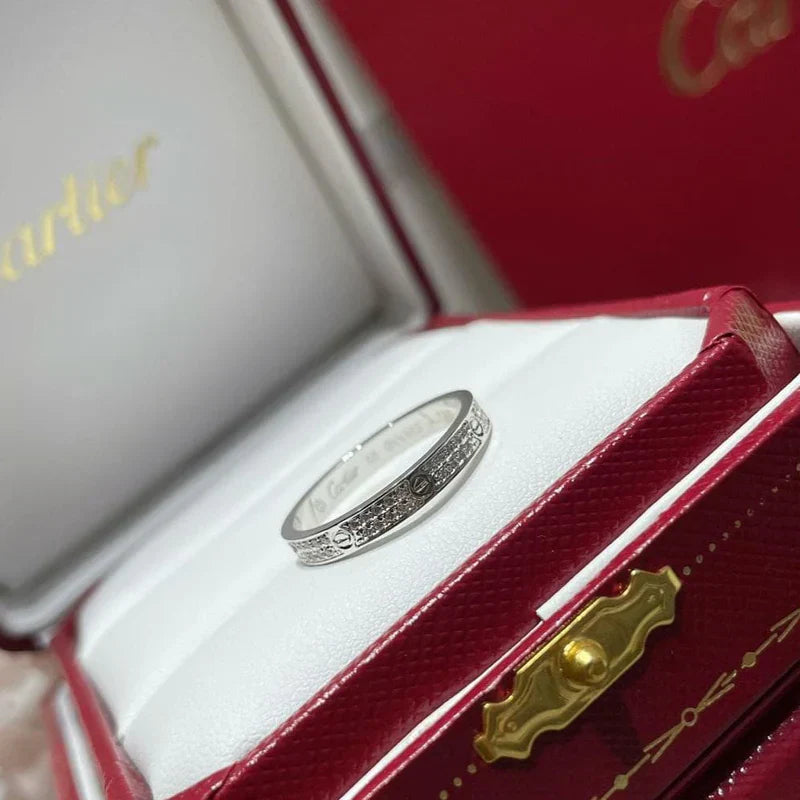 Noble Steel Love Diamond-Paved 3mm Ring Sleek Elegance