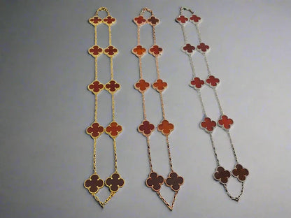 Noble Vintage Alhambra Carnelian 10 Motifs Necklace