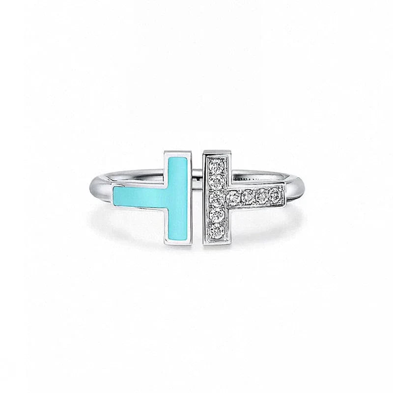 Noble T Diamond & Turquoise Wire Ring