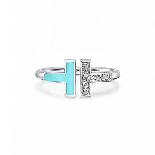 Noble T Diamond & Turquoise Wire Ring