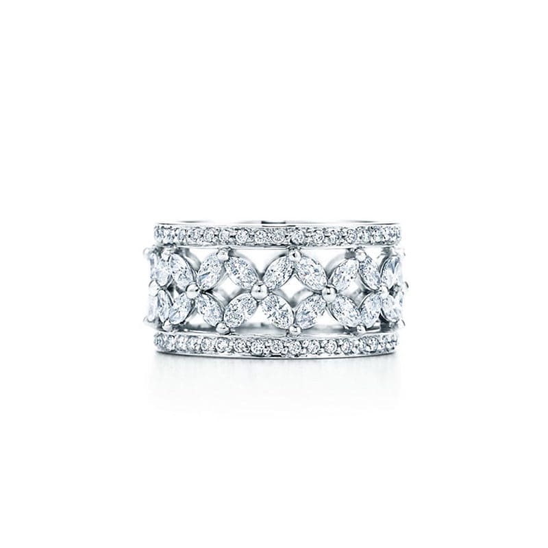 Noble Platinum Diamond Marquise Victoria Ring