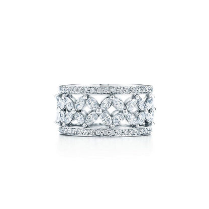 Noble Platinum Diamond Marquise Victoria Ring