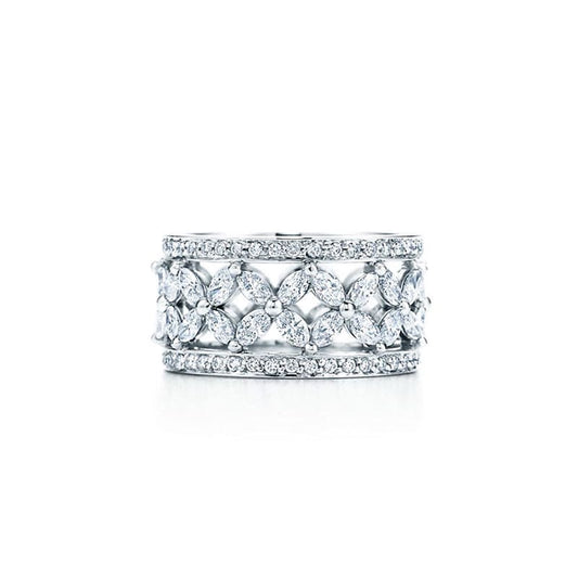 Noble Platinum Diamond Marquise Victoria Ring