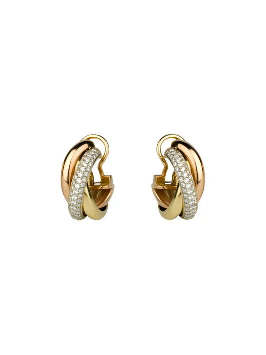Noble Trinity Earrings Rose Gold Diamond Gold