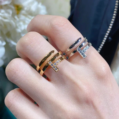 Noble T Diamond Square Wrap Ring