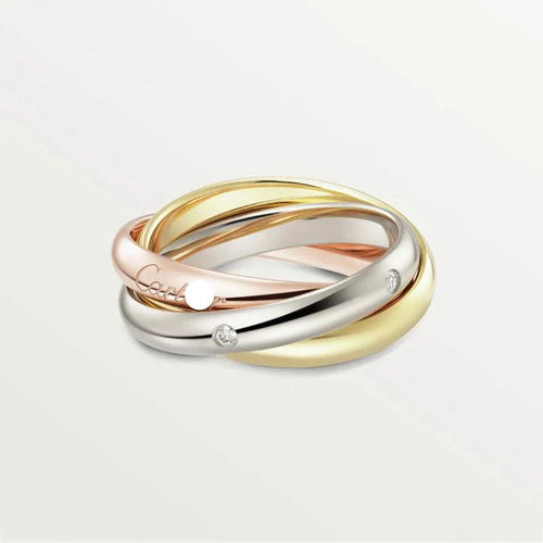 Noble Trinity Classic Five Diamonds Ring for Couple