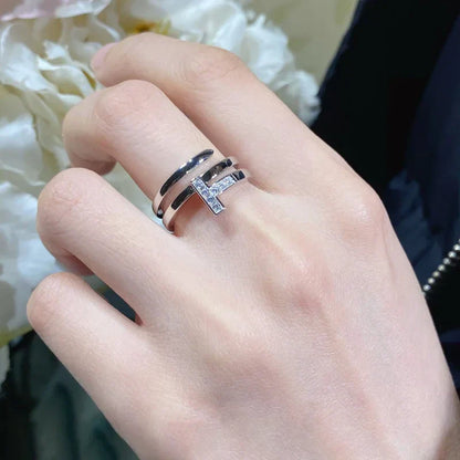 Noble T Diamond Square Wrap Ring