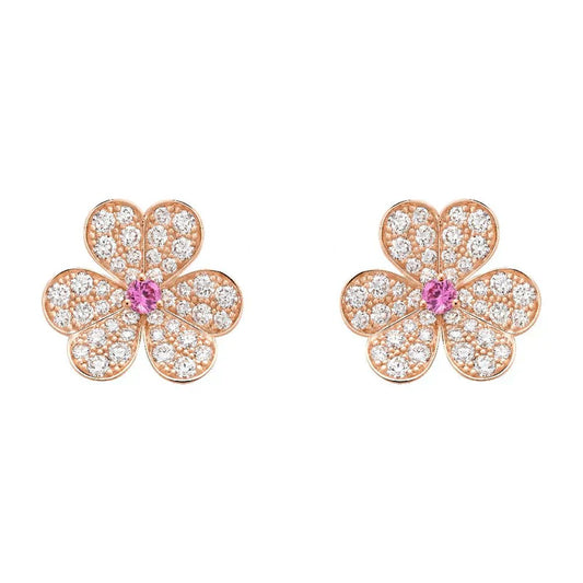 Noble Frivole Rose Gold Flower Diamond Earrings