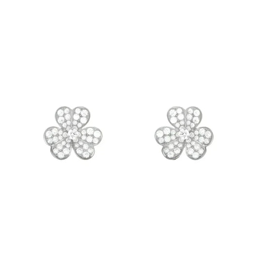 Noble Frivole Silver Flower Diamond Earrings